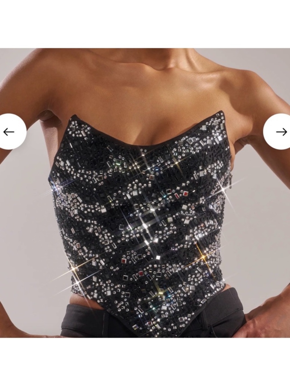 AKIRA Black Sequin Strapless Corset Camisole NWT